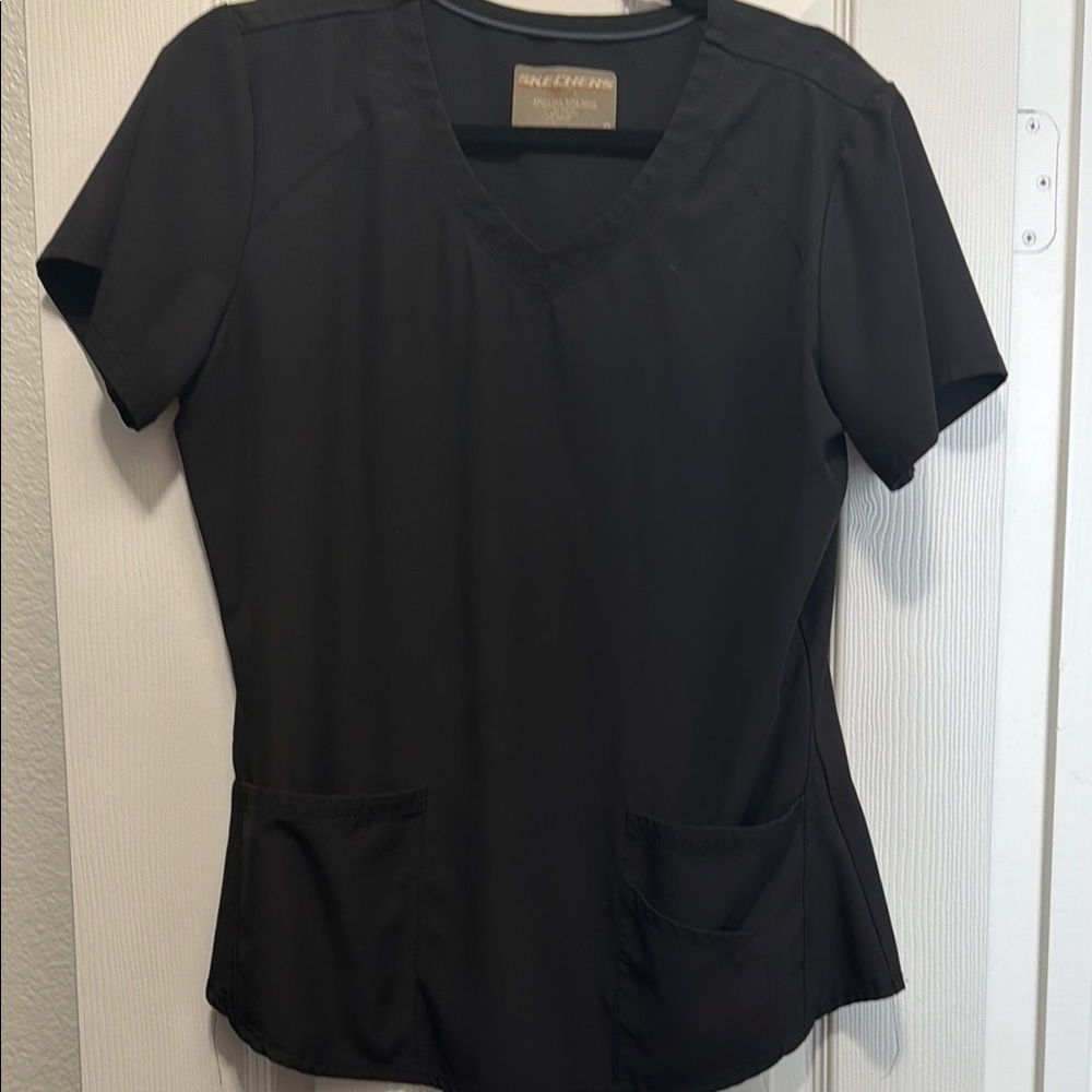 Skechers Black V-Neck Short Sleeve Scrub Top